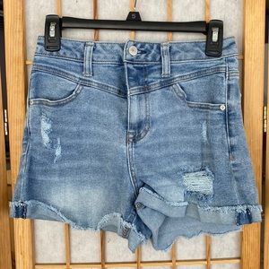 Light Wash Ripped Jean Shorts